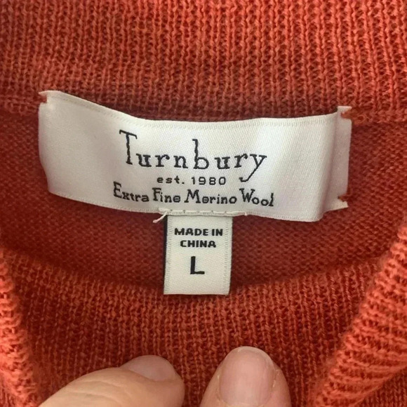 Turnbury Extra Fine Merino Wool Mock neck sweater size Large - Picture 3 of 7